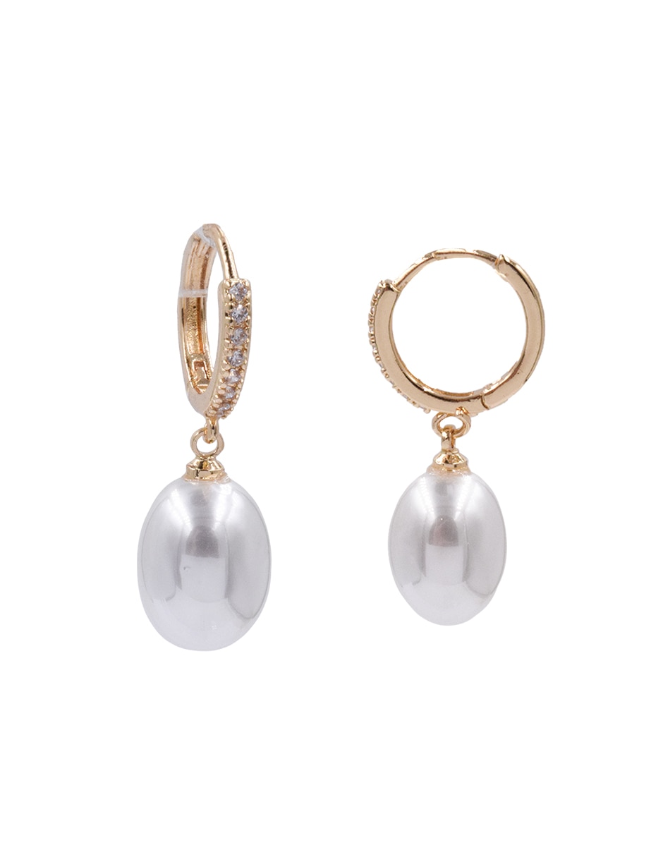 Aretes largos de gota Accesorios de Zirconia con acabado chapa de oro perla con zirconia 1